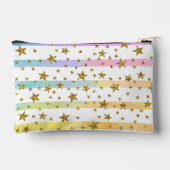 Pastellstreifen und Goldsterne personalisiert Zubehörtasche (Rückseite)