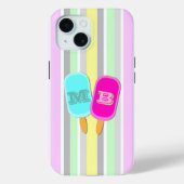 Pastellstreifen und Popsicles Monogramm Case-Mate iPhone Hülle (Rückseite)