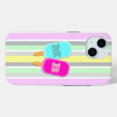 Pastellstreifen und Popsicles Monogramm Case-Mate iPhone Hülle (Rückseite (Horizontal))