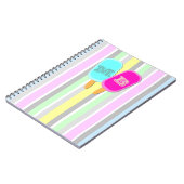 Pastellstreifen und Popsicles Monogramm Notizblock (Linke Seite)