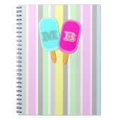 Pastellstreifen und Popsicles Monogramm Notizblock (Vorderseite)