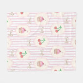 Pastellstreifen Wasserfarbe-Cupcakes Rosa Hintergr Fleecedecke (Vorderseite (Horizontal))