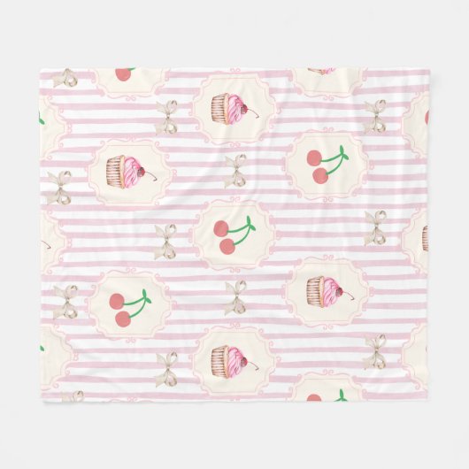 Pastellstreifen Wasserfarbene Kuchen Rosa Hintergr Fleecedecke (Vorderseite (Horizontal))