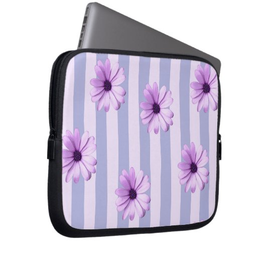 Pastellstreifenmuster mit Gänseblümchen Laptopschutzhülle (Vorne Rechts)