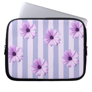 Pastellstreifenmuster mit Gänseblümchen Laptopschutzhülle
