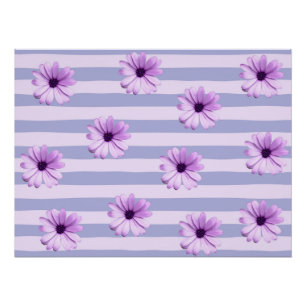 Pastellstreifenmuster mit Gänseblümchen Poster