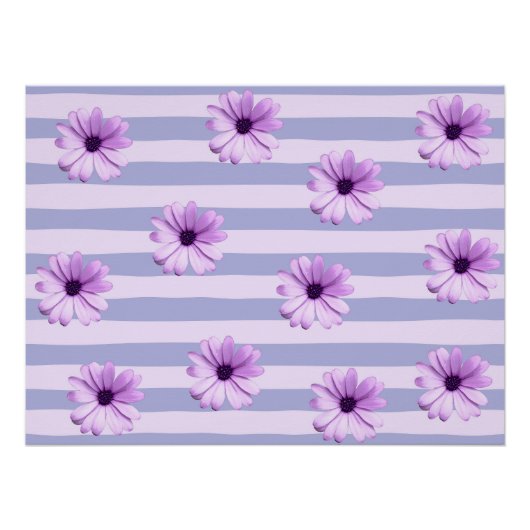 Pastellstreifenmuster mit Gänseblümchen Poster (Vorderseite)