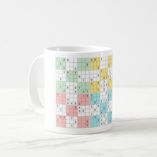 Pastellsudoku Kaffeetasse (Vorderseite Links)