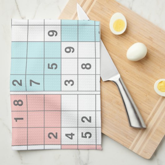 Pastellsudoku Küchentuch (Viertel Falte)