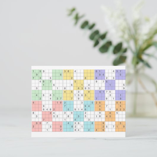 Pastellsudoku Postkarte (Stehend Vorderseite)