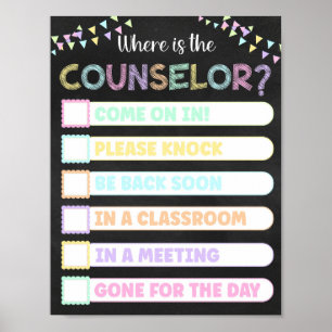 Pastelltafel Wo ist das Counselor-Türzeichen? Poster