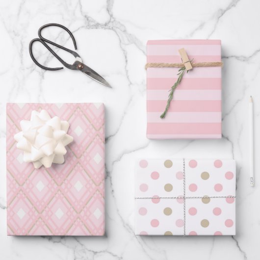 PASTELLTASTEN FÜR PINK- UND TAN-MUSTER GESCHENKPAPIER SET (Vorderseite)