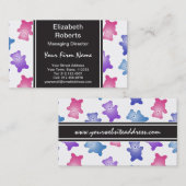PastellTeddybär-Muster Visitenkarte (Vorne/Hinten)