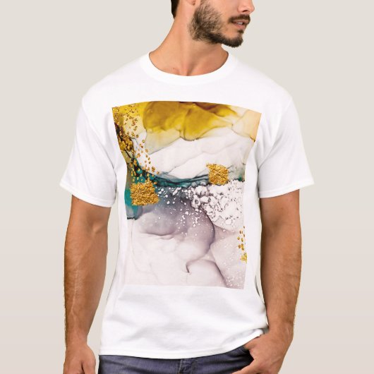 Pastelltenderness: Goldene Wirbel Kunst. T-Shirt (Vorderseite)