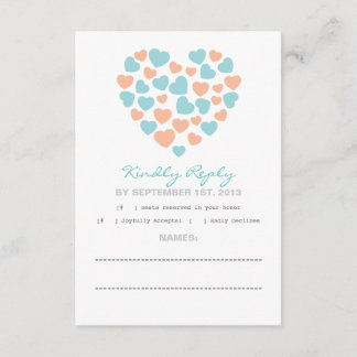 Pastellton-Herz-Muster-Antwortkarte RSVP Karte