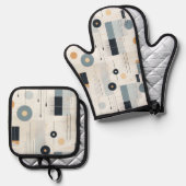 Pastelltöne des geometrischen Musters Mitte des Ja Ofenhandschuh & Topflappen-Set (Vorderseite/Rückseite)