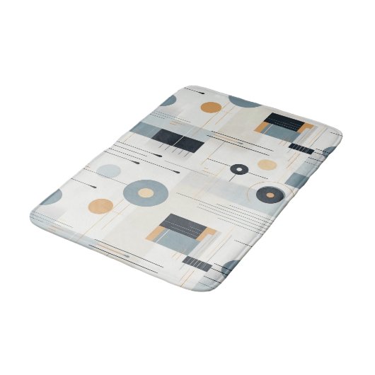 Pastelltöne retrogeometrisches Muster Badematte (Schrägansicht)