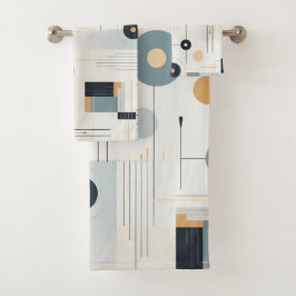Pastelltöne retrogeometrisches Muster Badhandtuch Set