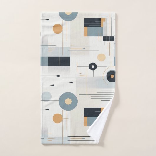 Pastelltöne retrogeometrisches Muster Badhandtuch Set (Handtuch)