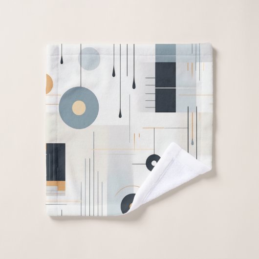 Pastelltöne retrogeometrisches Muster Badhandtuch Set (Waschlappen)