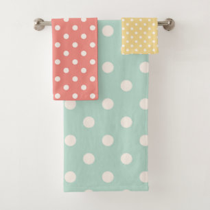 PastellTupfen-Rosa-Gelb-Blau Badhandtuch Set