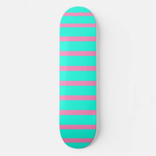 Pastelltürkis, blau-grün und rosa Streifen Skateboard (Vorderseite)