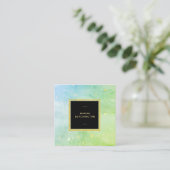 *~* Pastelltürkis-Himmel-Blau-Limones grünes Quadratische Visitenkarte (Stehend Vorderseite)