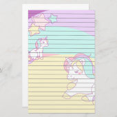 PastellUnicorns im gelben lila Rosa und in Briefpapier (Vorne/Hinten)