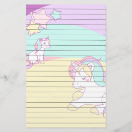 PastellUnicorns im gelben lila Rosa und in Briefpapier