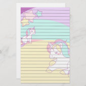 PastellUnicorns im gelben lila Rosa und in Briefpapier (Vorne/Hinten)