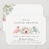 Pastellvögel Floral Osterbrunch Einladung (Vorne/Hinten)