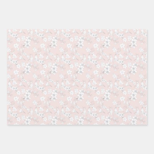 Pastellvögel und Blume Geschenkpapier Set (Vorderseite 2)