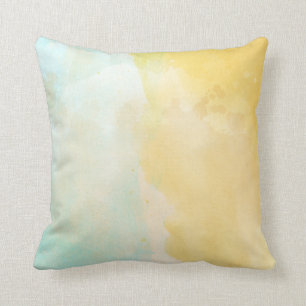 Pastellwasserfarbweißes gelbes Aquadekorkissen Kissen