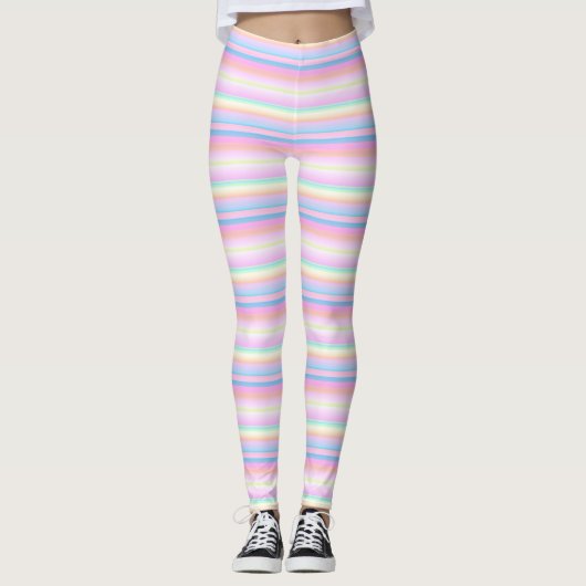 Pastellweiche Farbe kreative gestreifte Leggings (Vorderseite)