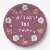 Pastellweiße und rosa orangefarbene Blume Pappteller (Vorderseite)