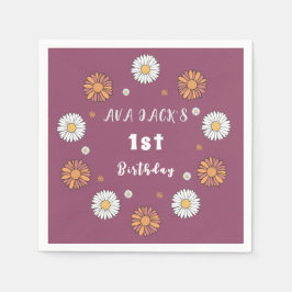 Pastellweiße und rosa orangefarbene Blume Serviette