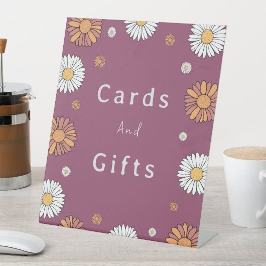 Pastellweiße und rosa orangefarbene Blume Sockelschild (In Situ)