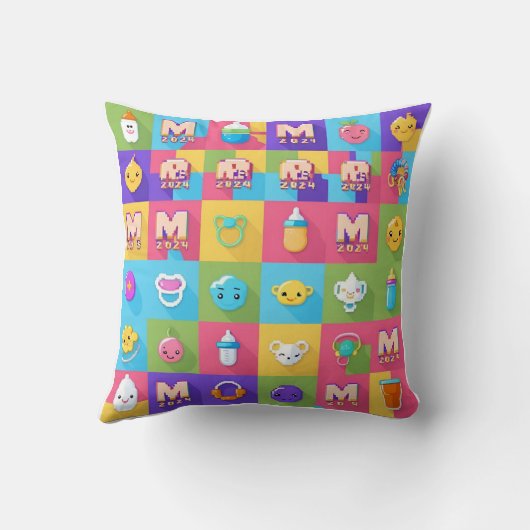 Pastellwolke "From Bump to Baby" Wachstumsdiagramm Kissen (Rückseite)