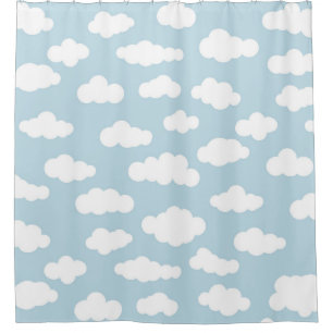 Pastellwolken ästhetisch blau und weiß duschvorhang