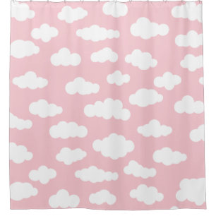 Pastellwolken Ästhetisch Weiß und Rosa Mädchen Duschvorhang