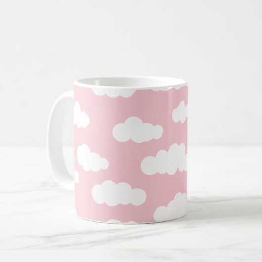 Pastellwolken ästhetische Weiß- und Rosa-Kunst Kaffeetasse (Vorderseite Links)