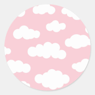 Pastellwolken ästhetische Weiß- und Rosa-Kunst Runder Aufkleber