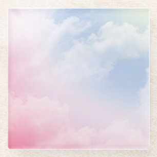 Pastellwolken: Serene Hintergrundmuster Glasuntersetzer
