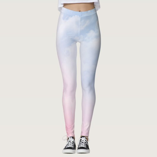 Pastellwolken: Serene Hintergrundmuster Leggings (Vorderseite)