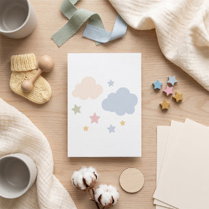 Pastellwolken und Sterne Baby Shower Karte