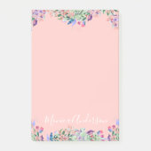 PastellWreath - hellrosa personalisiertes Post-it Klebezettel (Vorderseite)