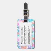 Pastellyoga-Wort-Wolken-elegantes Muster Gepäckanhänger (Vorderseite vertikal)