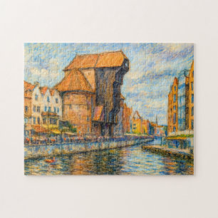 Pastellzeichnung des historischen Kran­tors in Dan Puzzle