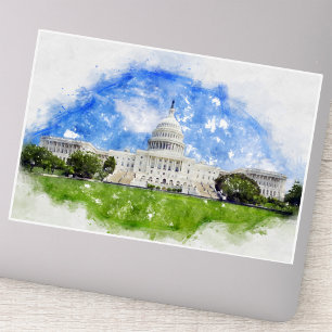 Pastellzeichnung des United States Capitol Aufkleber