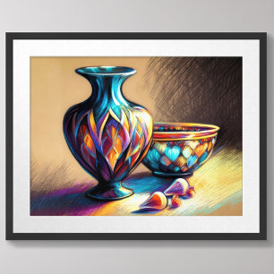 Pastellzeichnung Farbige Glas-Kunstwerke Poster